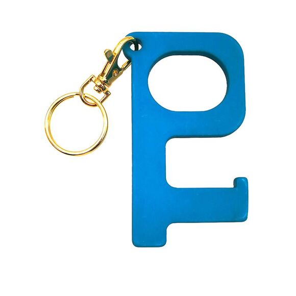 Teal Blue Touchless Door Opener Keychain Tool - Picture 1 of 3